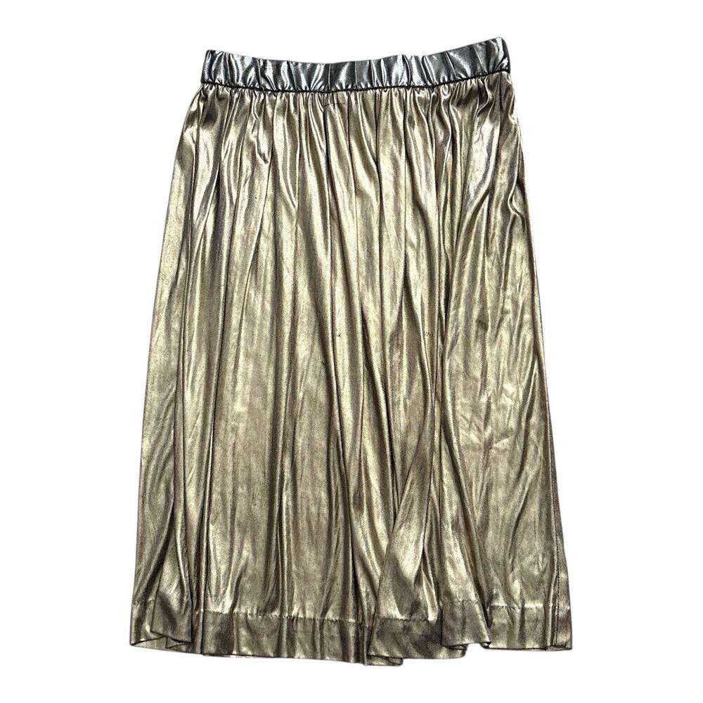 Koret Skirt Womens Large Gold Metallic Midi Elastic Waist Vintage Lightweight
